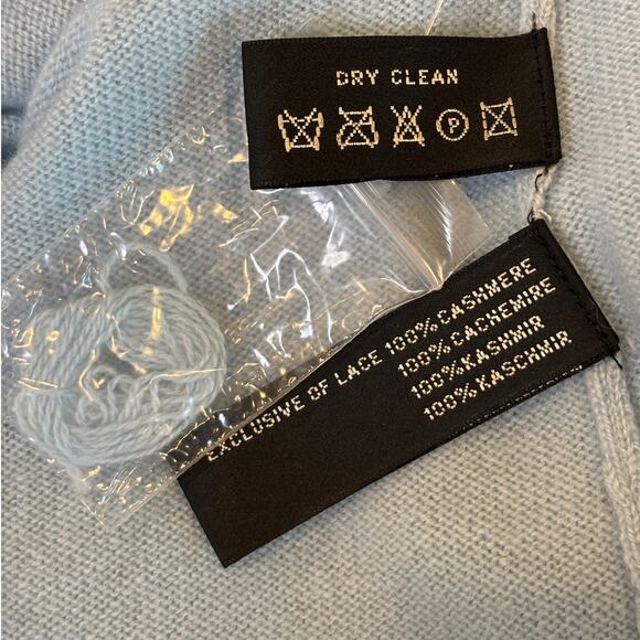 Ralph Lauren Womens Black Label Blue Cashmere Lace 3/4 Sleeve Sweater NWT - Picture 6 of 6